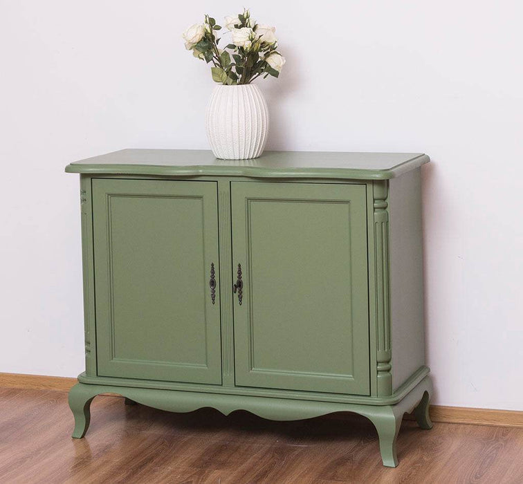 Geschwungenes Sideboard aus Massivholz im Vintage Stil - mit Doppeltür - Eiche - Flieder