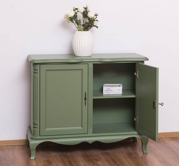 Geschwungenes Sideboard aus Massivholz im Vintage Stil - mit Doppeltür - Eiche - Flieder