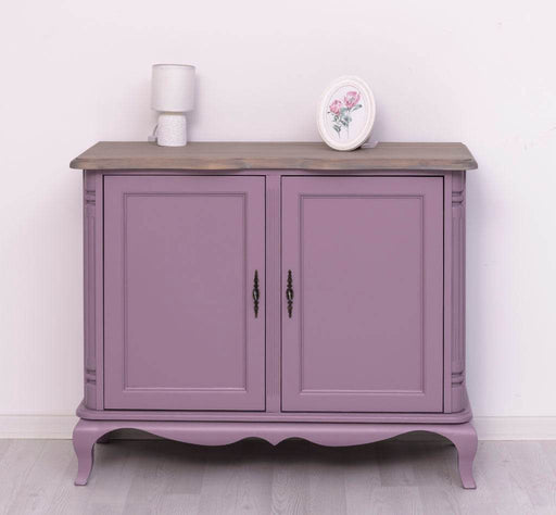 Geschwungenes Sideboard aus Massivholz im Vintage Stil - mit Doppeltür - Eiche - Flieder