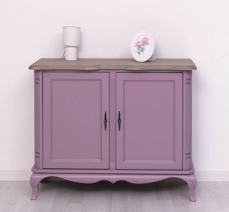 Geschwungenes Sideboard aus Massivholz im Vintage Stil - mit Doppeltür - Eiche - Flieder