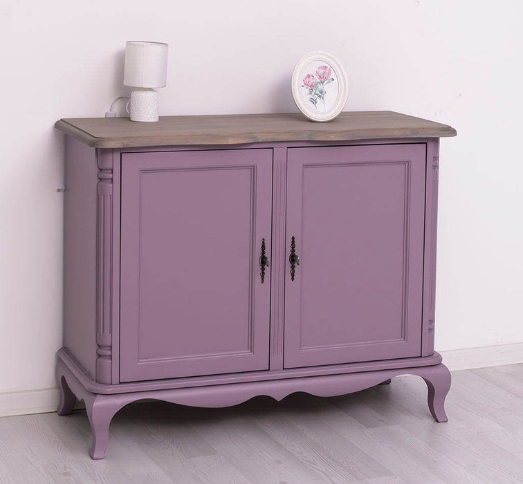Geschwungenes Sideboard aus Massivholz im Vintage Stil - mit Doppeltür - Eiche - Flieder