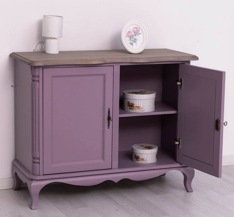 Geschwungenes Sideboard aus Massivholz im Vintage Stil - mit Doppeltür - Eiche - Flieder