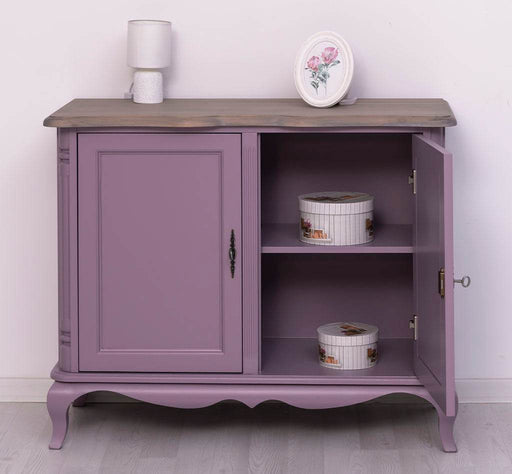 Geschwungenes Sideboard aus Massivholz im Vintage Stil - mit Doppeltür - Eiche - Flieder