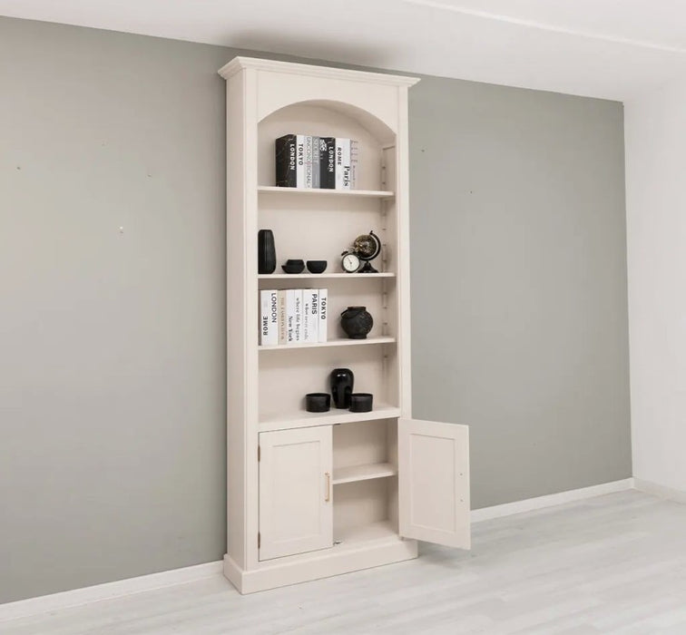 Gewölbter Wohnzimmerschrank aus Massivholz mit zwei Türen - 30 x 250