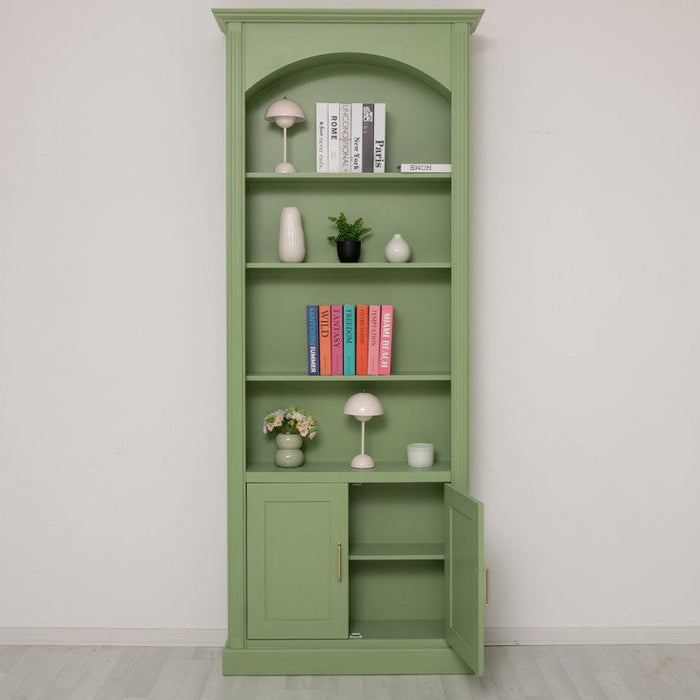 Gewölbter Wohnzimmerschrank aus Massivholz mit zwei Türen - 30 x 250