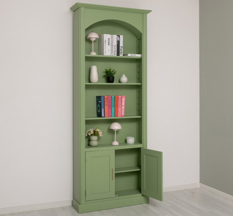 Gewölbter Wohnzimmerschrank aus Massivholz mit zwei Türen - 30 x 250