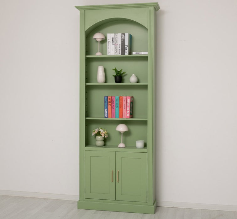 Gewölbter Wohnzimmerschrank aus Massivholz mit zwei Türen - 30 x 250