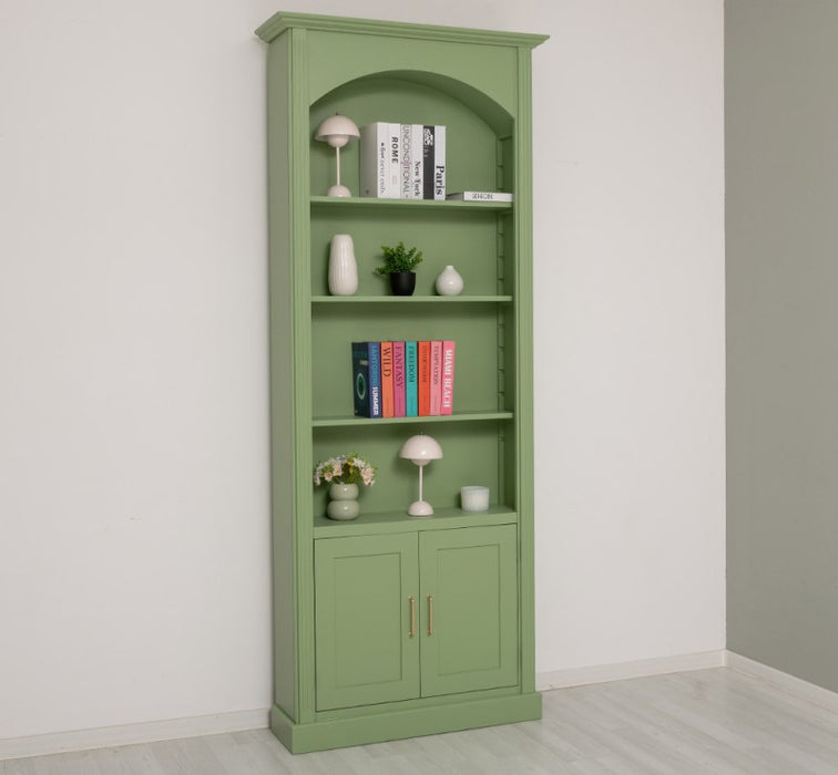 Gewölbter Wohnzimmerschrank aus Massivholz mit zwei Türen - 30 x 250