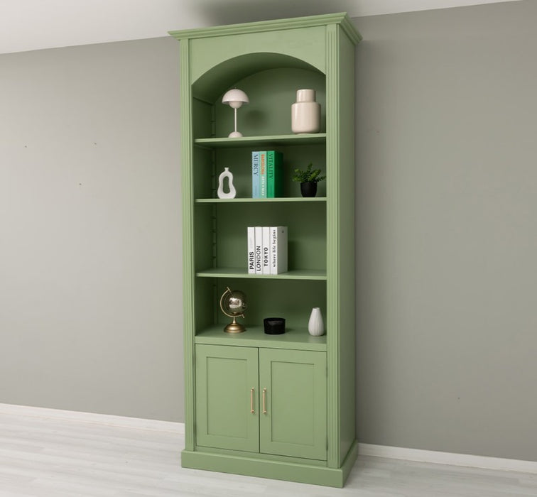 Gewölbter Wohnzimmerschrank aus Massivholz mit zwei Türen - 50 x 250