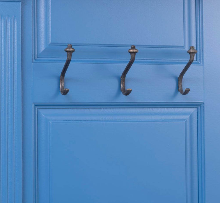 Große Garderobe aus Massivholz mit Kleiderhaken, Spiegel, Hutablage und Bank- uni -