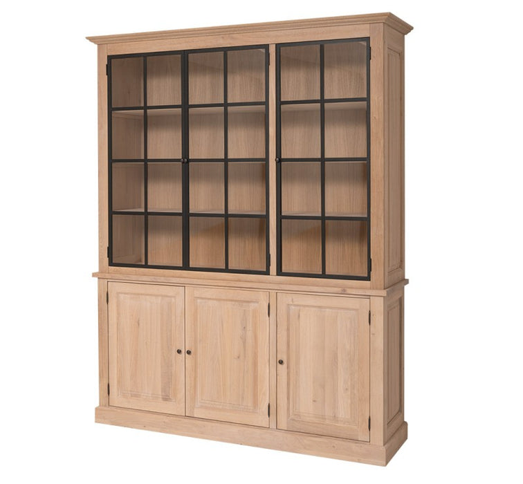 Große Industrial Vitrine aus massiver Eiche mit 6 Türen