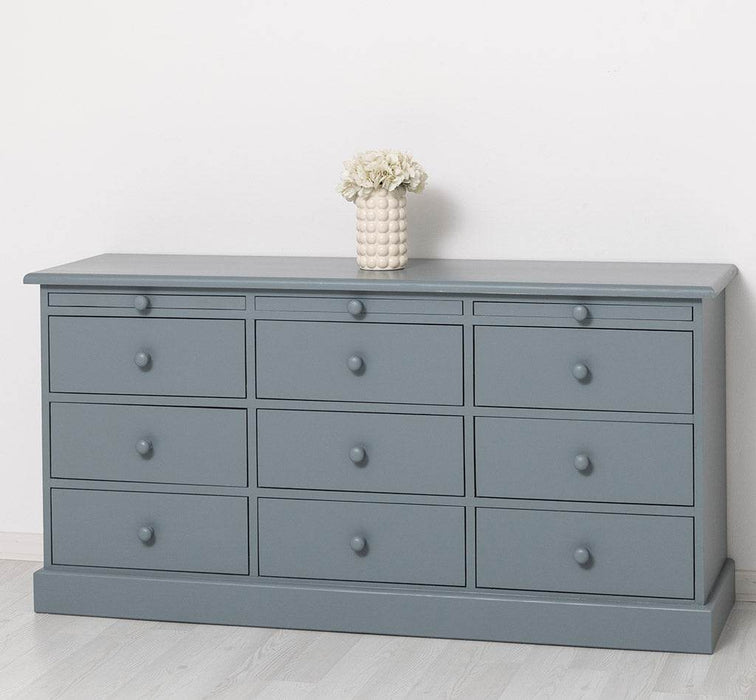Große Landhauskommode mit neun Schubladen - Sideboard in verschiedenen Farben - Vintage Gelb