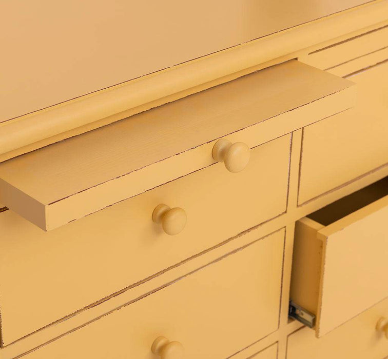 Große Landhauskommode mit neun Schubladen - Sideboard in verschiedenen Farben - Vintage Gelb