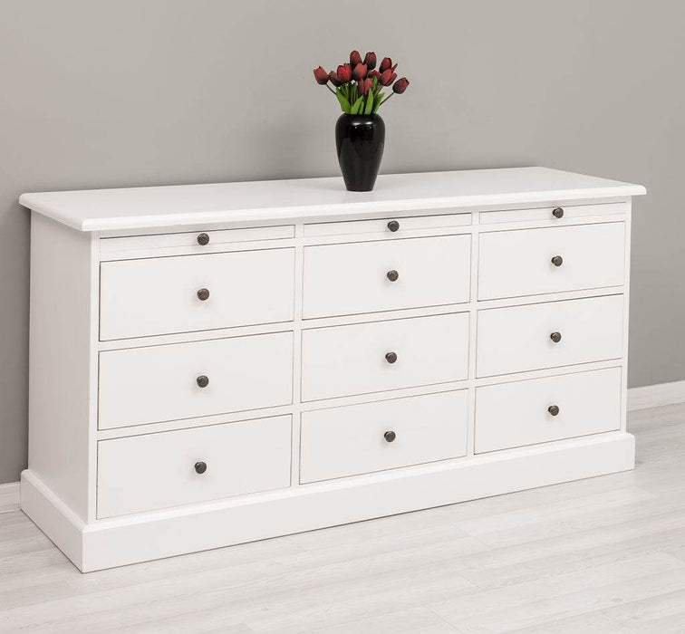 Große Landhauskommode mit neun Schubladen - Sideboard in verschiedenen Farben - Vintage Gelb