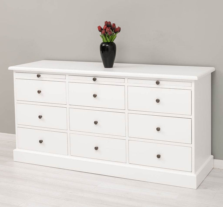 Große Landhauskommode mit neun Schubladen - Sideboard in verschiedenen Farben - Vintage Gelb