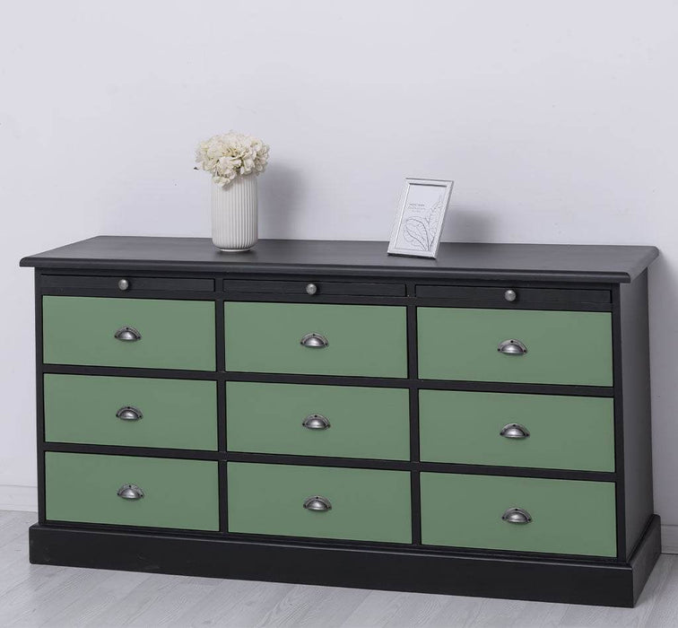Große Landhauskommode mit neun Schubladen - Sideboard in verschiedenen Farben - Vintage Gelb