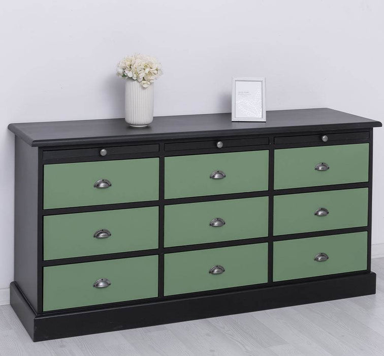 Große Landhauskommode mit neun Schubladen - Sideboard in verschiedenen Farben - Vintage Gelb