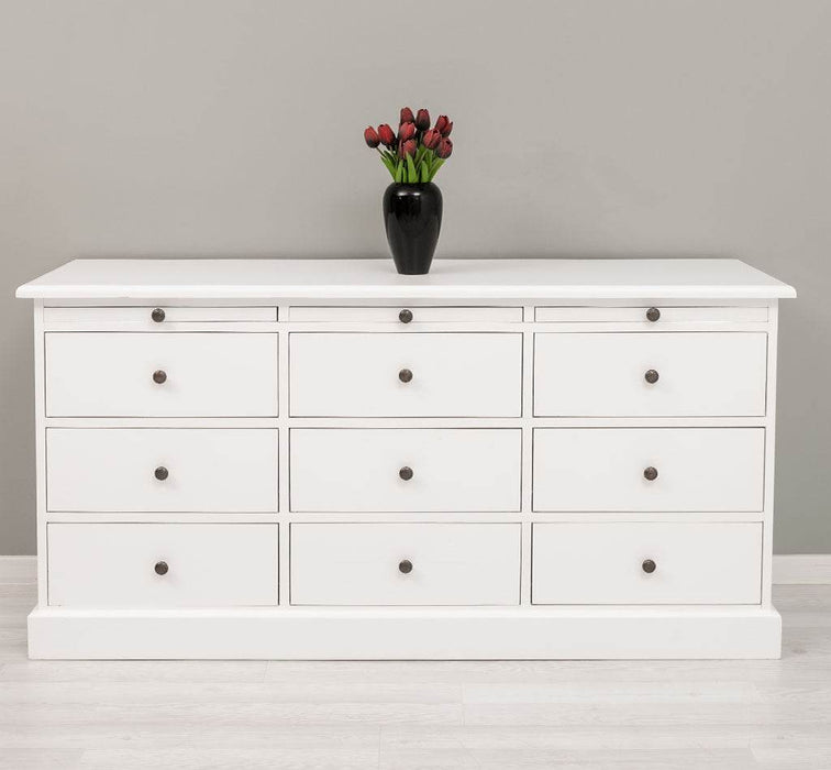 Große Landhauskommode mit neun Schubladen - Sideboard in verschiedenen Farben - Weiss