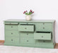 Große Landhauskommode mit neun Schubladen - Sideboard in verschiedenen Farben - Vintage Gelb