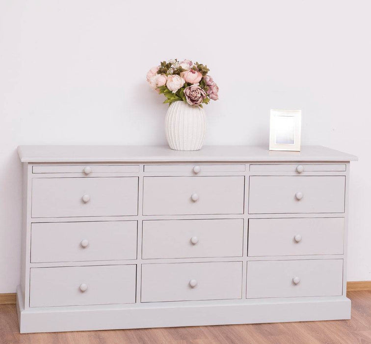 Große Landhauskommode mit neun Schubladen - Sideboard in verschiedenen Farben - Vintage Gelb