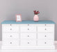 Große Landhauskommode mit neun Schubladen - Sideboard in verschiedenen Farben - Weiß - Blau
