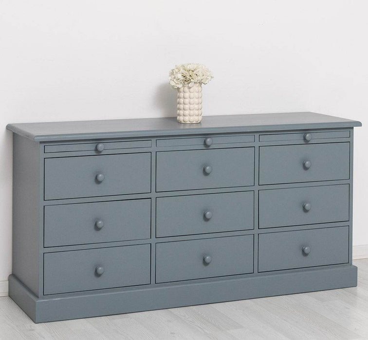 Große Landhauskommode mit neun Schubladen - Sideboard in verschiedenen Farben - Vintage Gelb