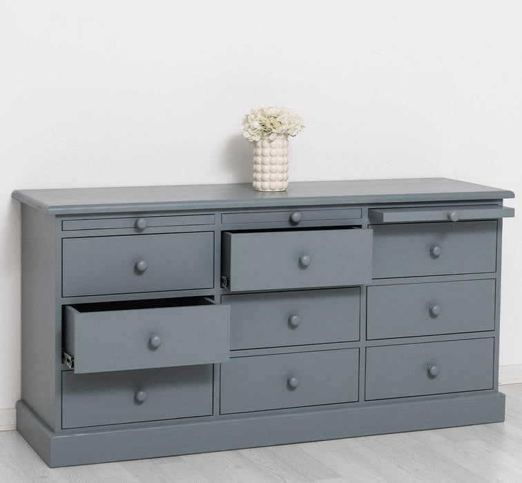 Große Landhauskommode mit neun Schubladen - Sideboard in verschiedenen Farben - Vintage Gelb