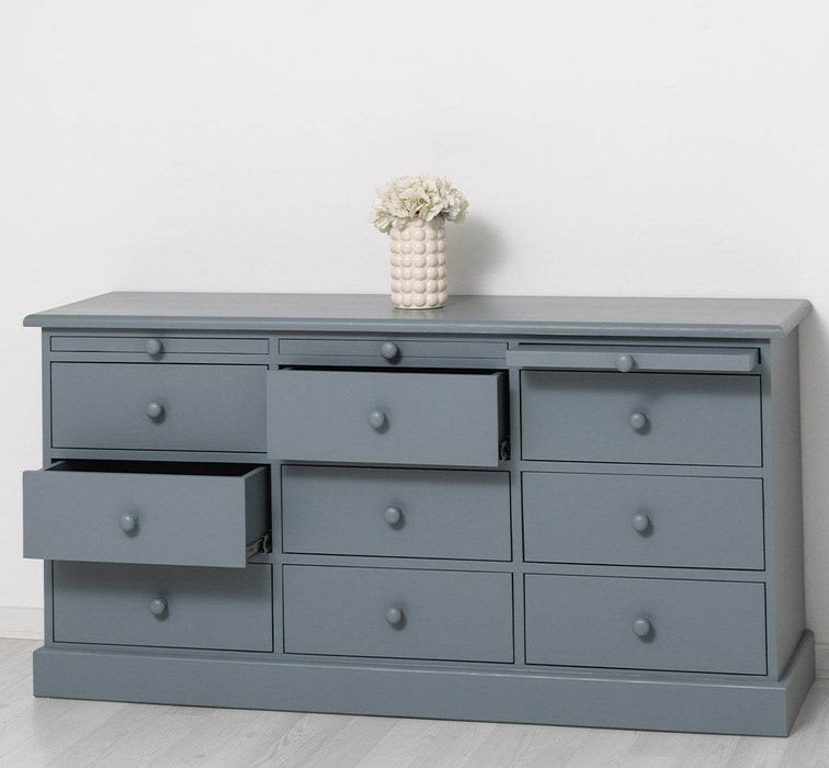 Große Landhauskommode mit neun Schubladen - Sideboard in verschiedenen Farben - Vintage Gelb