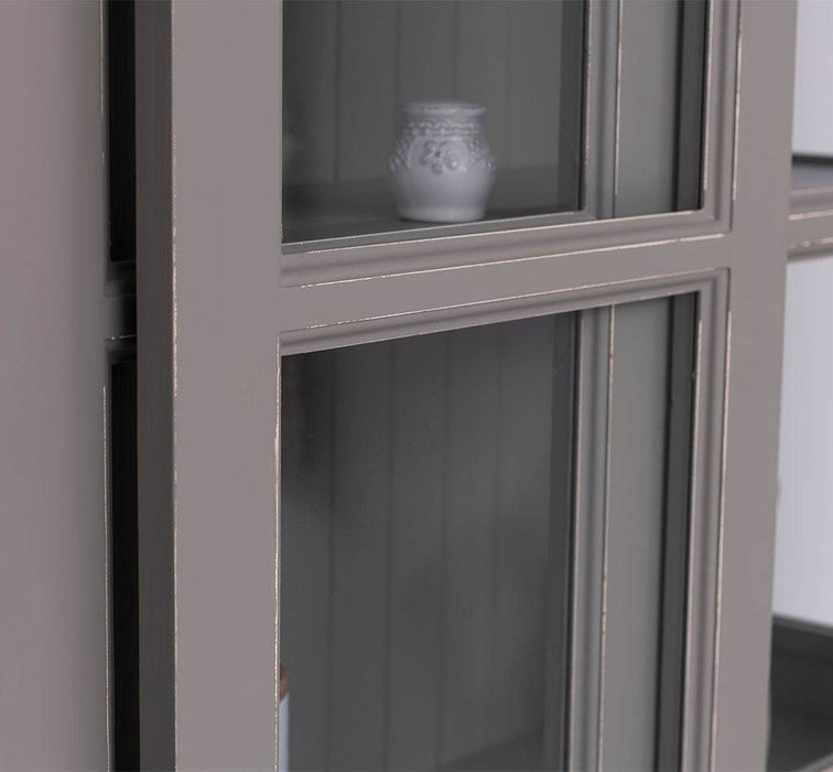 Große Vitrine aus Massivholz | 2- teiliger Geschirrschrank mit 3 Schiebetüren -