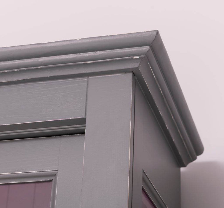 Große Vitrine aus Massivholz | 2- teiliger Geschirrschrank mit 3 Schiebetüren -