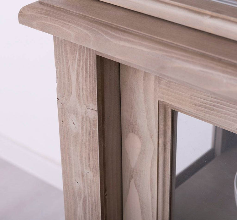 Große Vitrine aus Massivholz | 2- teiliger Geschirrschrank mit 3 Schiebetüren -