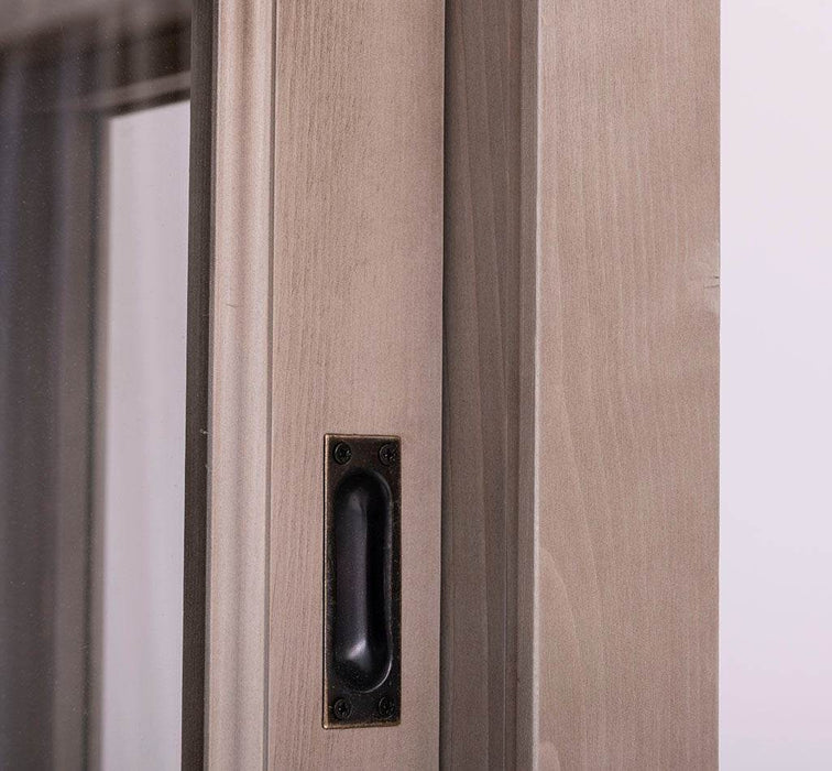 Große Vitrine aus Massivholz | 2- teiliger Geschirrschrank mit 3 Schiebetüren -