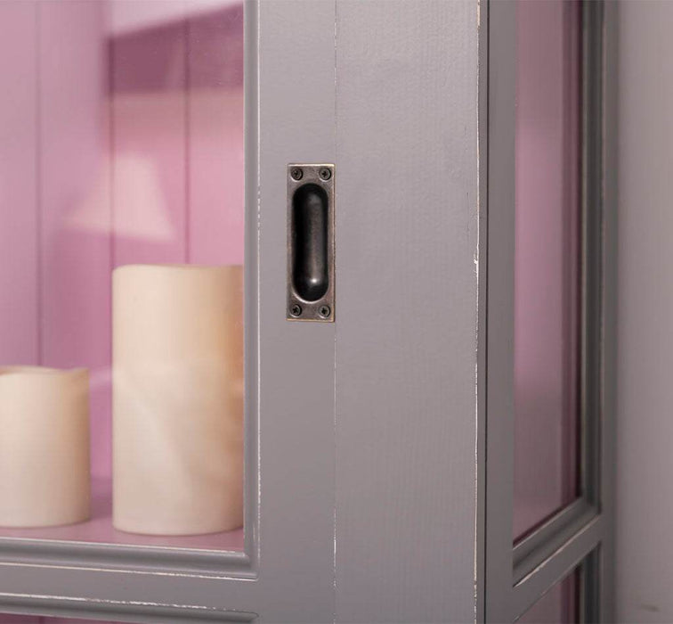 Große Vitrine aus Massivholz | 2- teiliger Geschirrschrank mit 3 Schiebetüren -