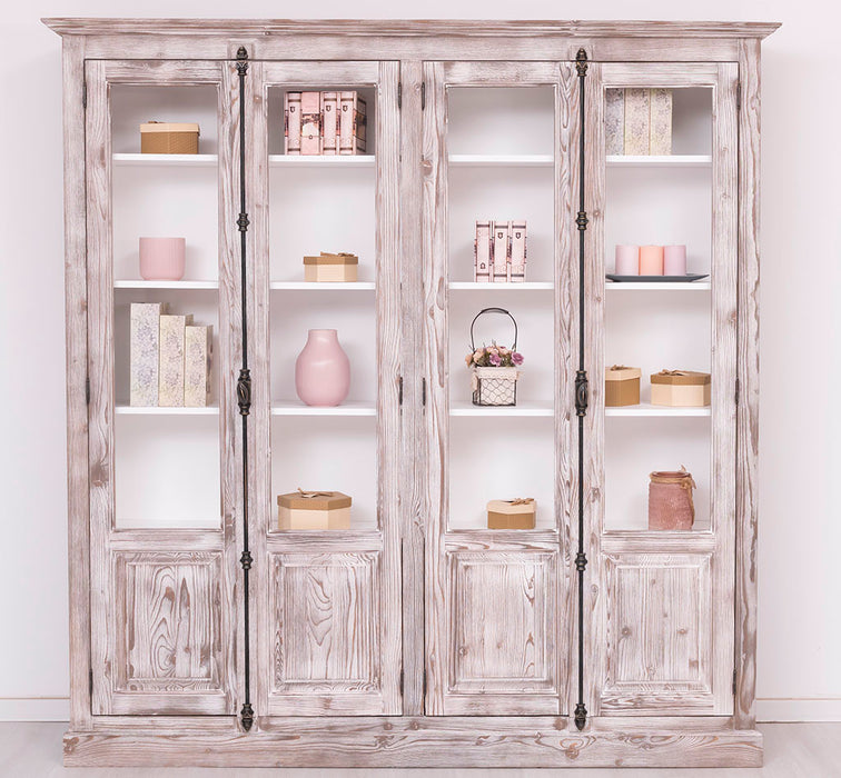 Großer Bücherschrank aus Massivholz mit externem Verschlusssystem | Vitrine | 4-türig