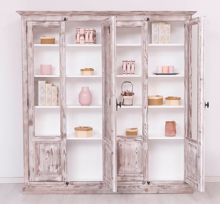 Großer Bücherschrank aus Massivholz mit externem Verschlusssystem | Vitrine | 4-türig