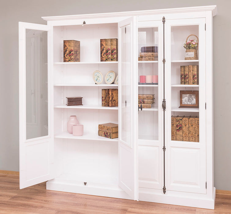 Großer Bücherschrank aus Massivholz mit externem Verschlusssystem | Vitrine | 4-türig