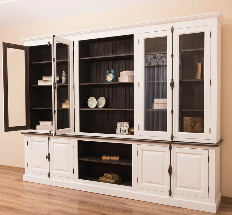 Großer Bücherschrank aus Massivholz mit externem Verschlusssystem | Wohnzimmerschrank
