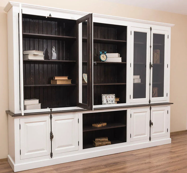 Großer Bücherschrank aus Massivholz mit externem Verschlusssystem | Wohnzimmerschrank