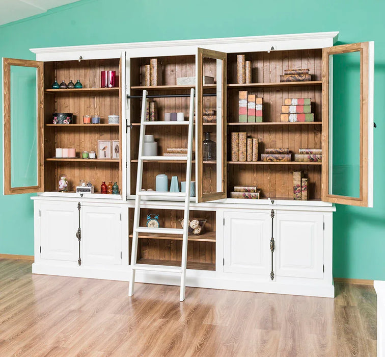 Großer Bücherschrank aus Massivholz mit externem Verschlusssystem | Wohnzimmerschrank