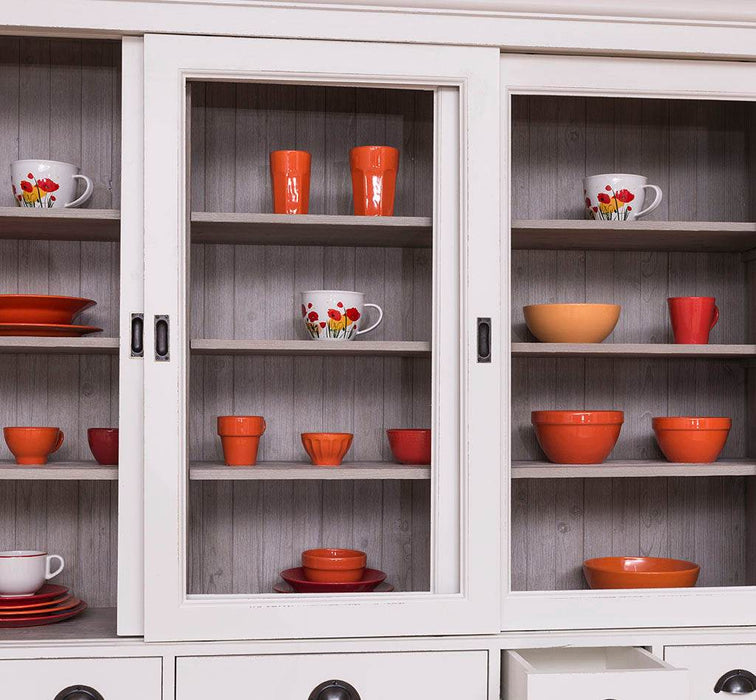 Großer Buffetschrank mit sechs Schiebetüren | Vitrine | 2-teilig | 8 Schubladen -