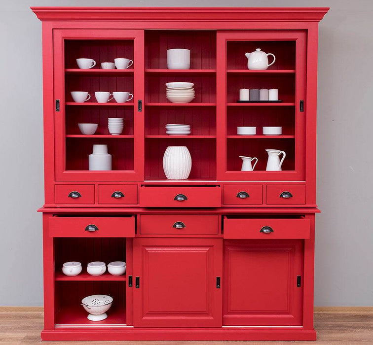 Großer Buffetschrank mit sechs Schiebetüren | Vitrine | 2-teilig | 8 Schubladen -