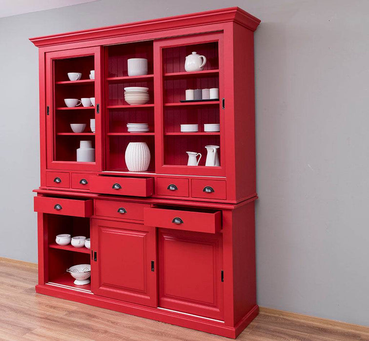 Großer Buffetschrank mit sechs Schiebetüren | Vitrine | 2-teilig | 8 Schubladen -