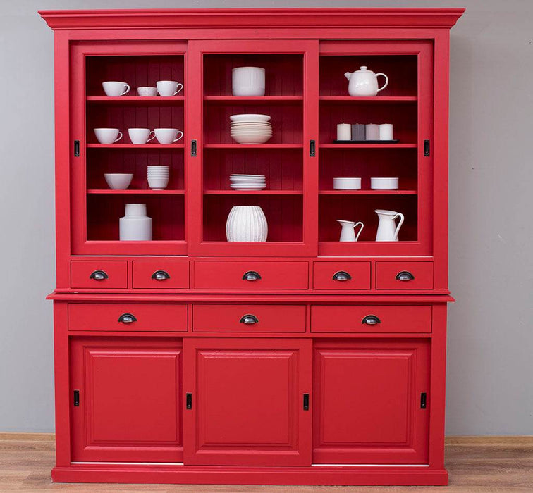 Großer Buffetschrank mit sechs Schiebetüren | Vitrine | 2-teilig | 8 Schubladen -