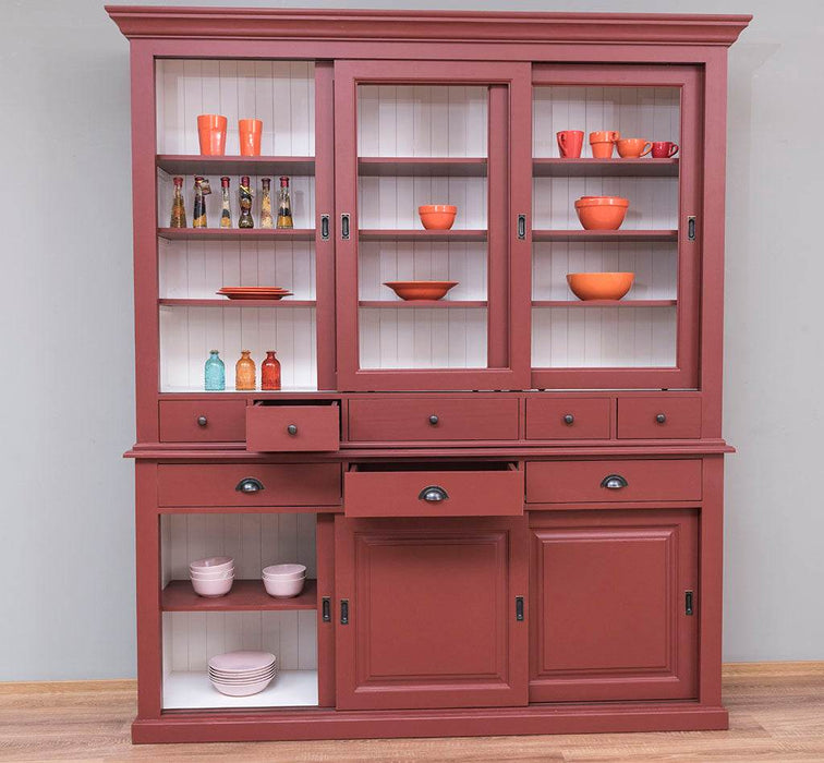 Großer Buffetschrank mit sechs Schiebetüren | Vitrine | 2-teilig | 8 Schubladen -