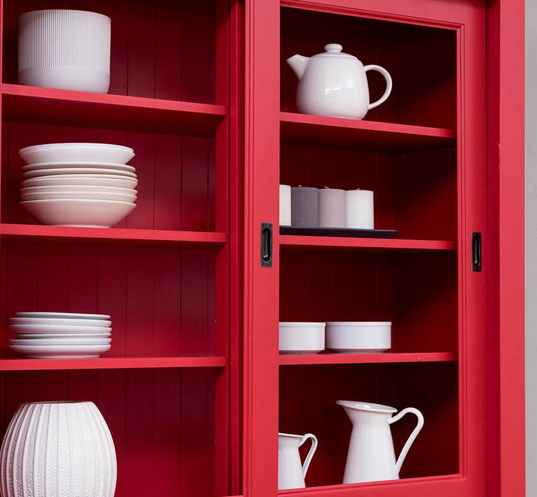 Großer Buffetschrank mit sechs Schiebetüren | Vitrine | 2-teilig | 8 Schubladen -