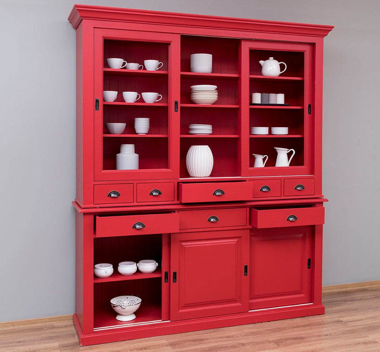 Großer Buffetschrank mit sechs Schiebetüren | Vitrine | 2-teilig | 8 Schubladen -