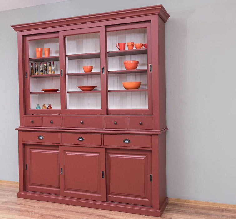 Großer Buffetschrank mit sechs Schiebetüren | Vitrine | 2-teilig | 8 Schubladen -