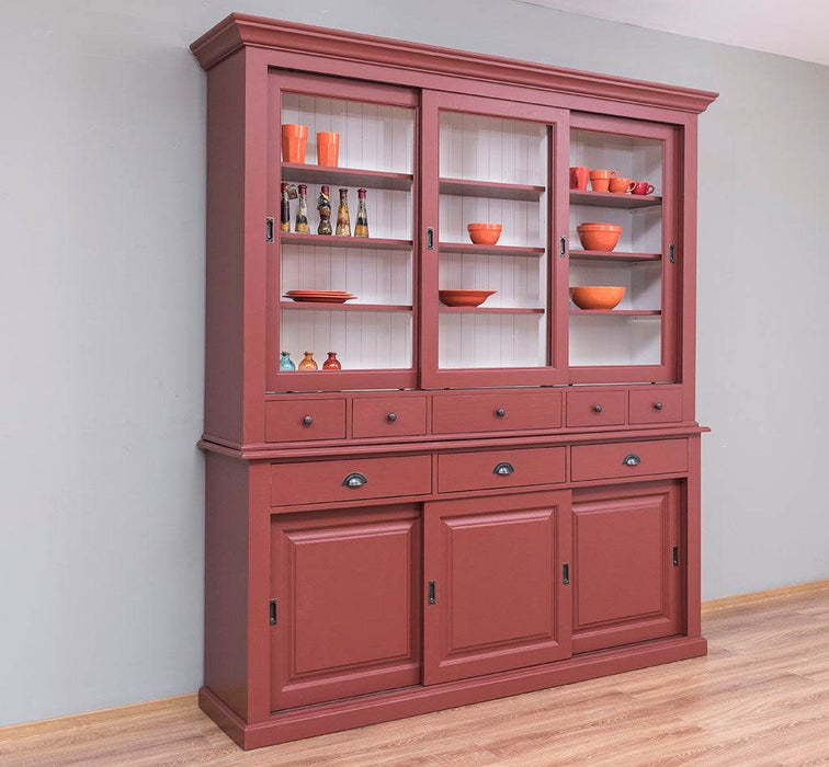 Großer Buffetschrank mit sechs Schiebetüren | Vitrine | 2-teilig | 8 Schubladen -