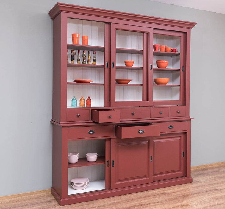 Großer Buffetschrank mit sechs Schiebetüren | Vitrine | 2-teilig | 8 Schubladen -