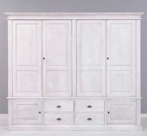 Großer Kleiderschrank aus Massivholz | 6-türig mit vier Schubladen